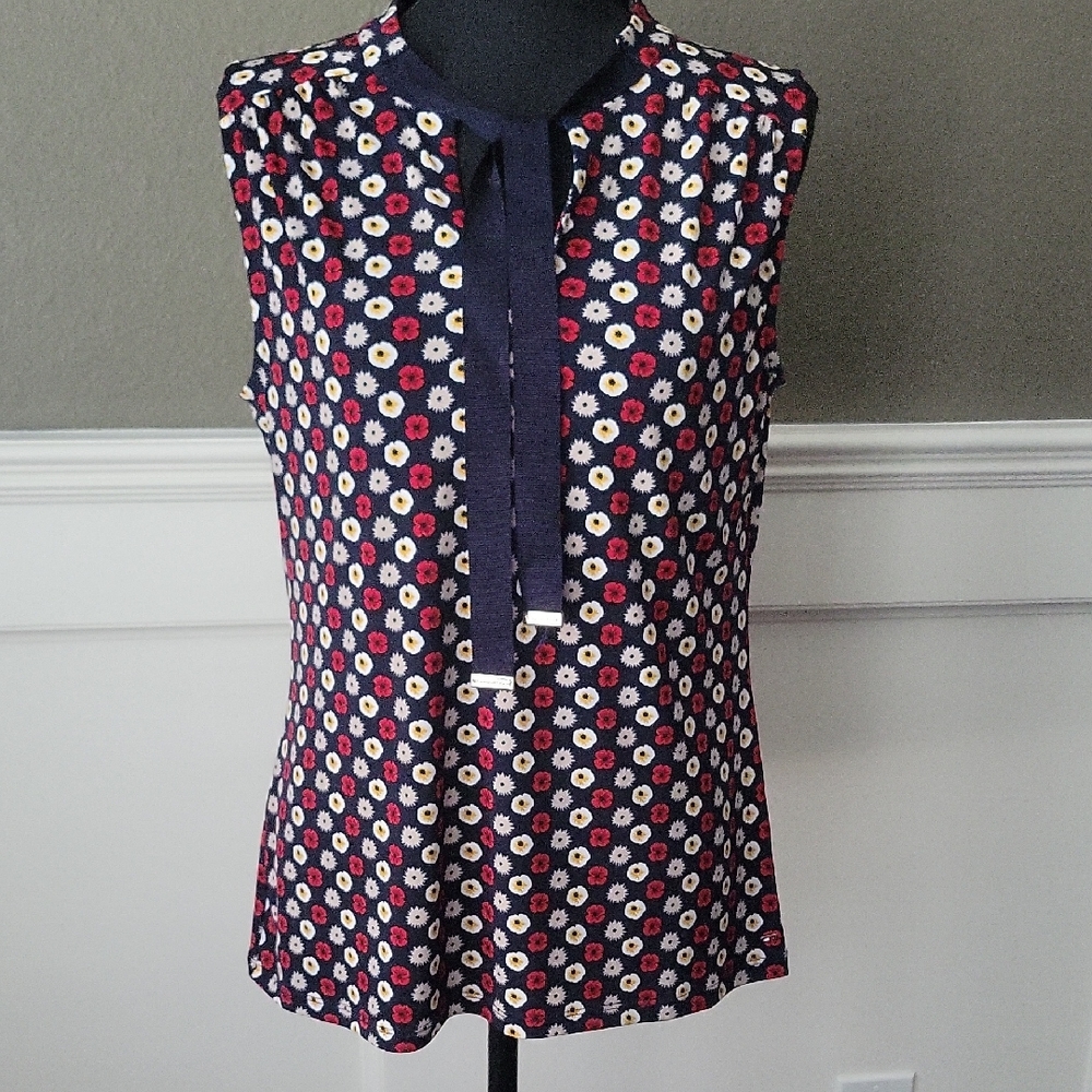 Tommy Hilfiger Navy Sleeveless Floral Tie-Front Camisole